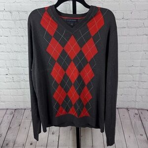 Banana Republic Argyle Print Silk Cotton Cashmere Blend Size Large